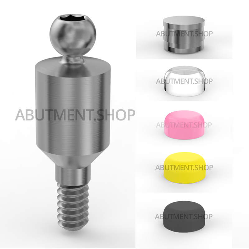 Straight Titanium Ball Attachment Set Internal Hex RP